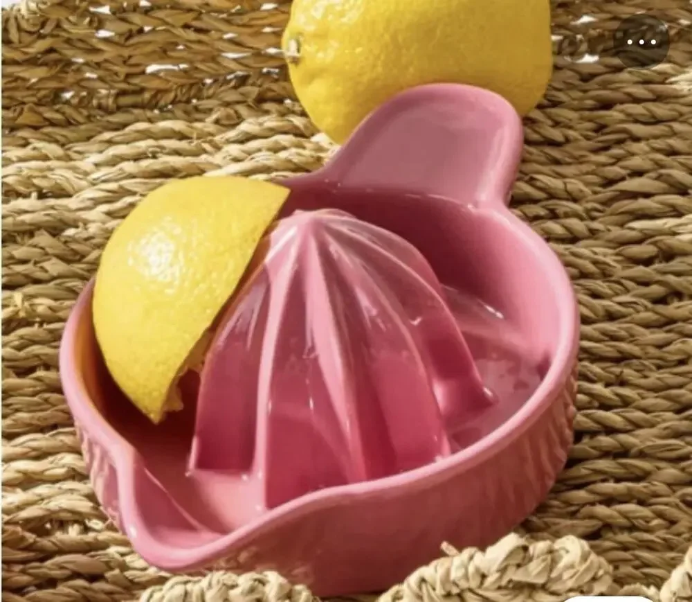 NOON & MOON Pink Ceramic Manual Citrus Juicer Reamer, 250ml 6.7in x 4.5in